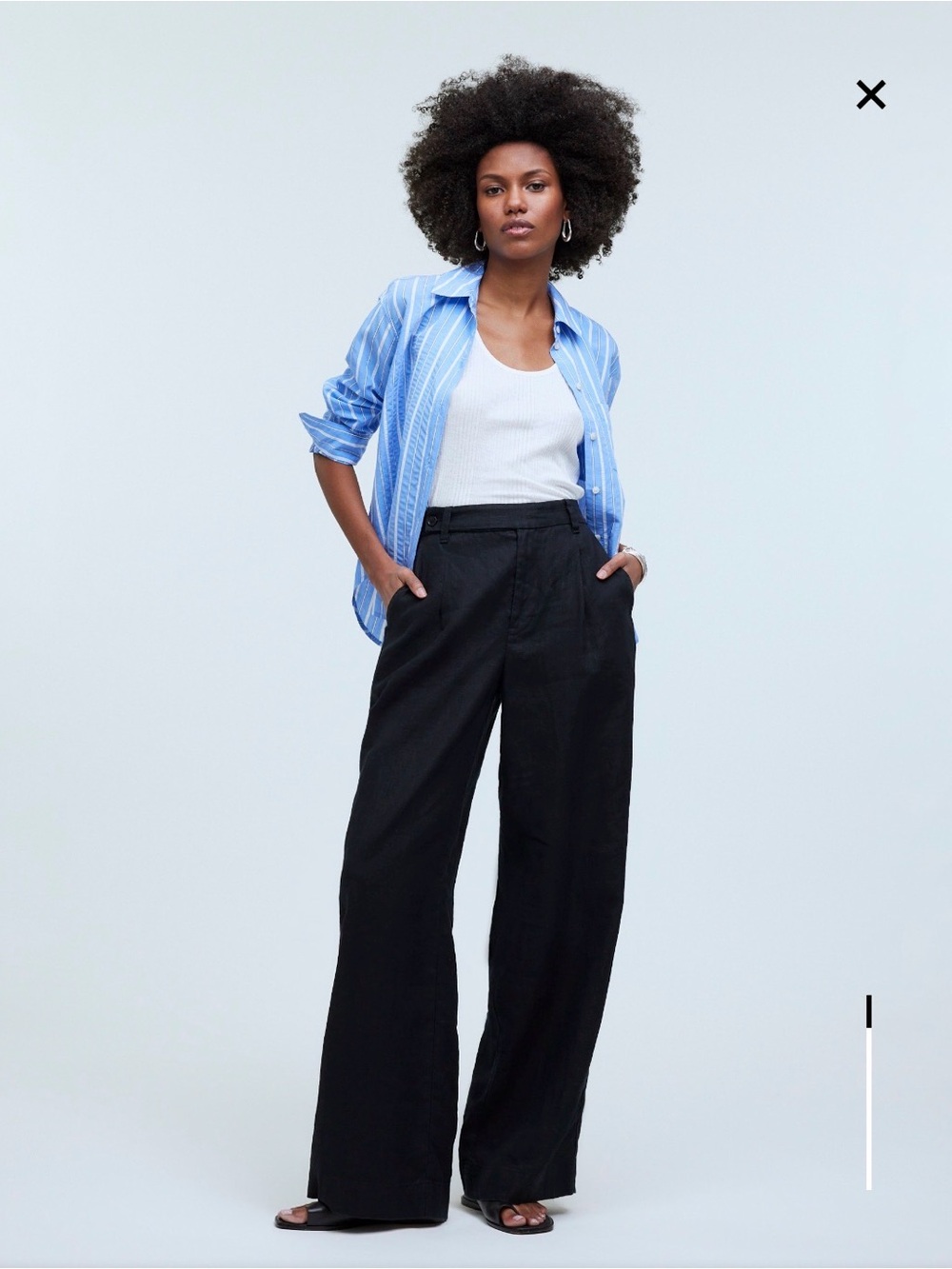 The Harlow Wide-Leg Pant in 100% Linen Black 28 Inseam